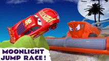 Cars 3 Lightning McQueen in Moonlight Jump Funlings Race Farthest Wins Challenge versus Frank in this Hot Wheels Family Friendly Stop Motion  Toy Story Video for Kids from Kid Friendly Family Channel Toy Trains 4U