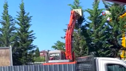 Üsküdar-Sultanbeyli metro inşaatında ağaçların iş makinesiyle parçalandığı anlar kamerada