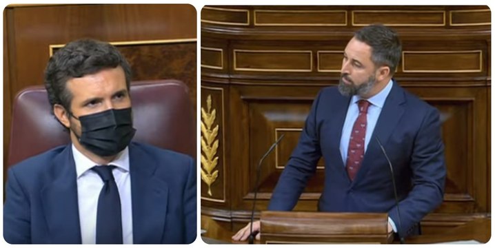 Santiago Abascal respalda a Pablo Casado y le anima a presentar una moción de censura a Pedro Sánchez