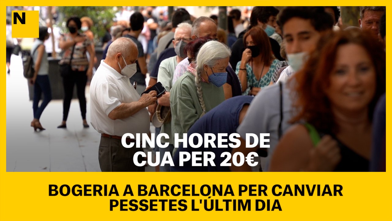 Cinc hores de cua per 20€: bogeria a Barcelona per canviar pessetes l'últim dia