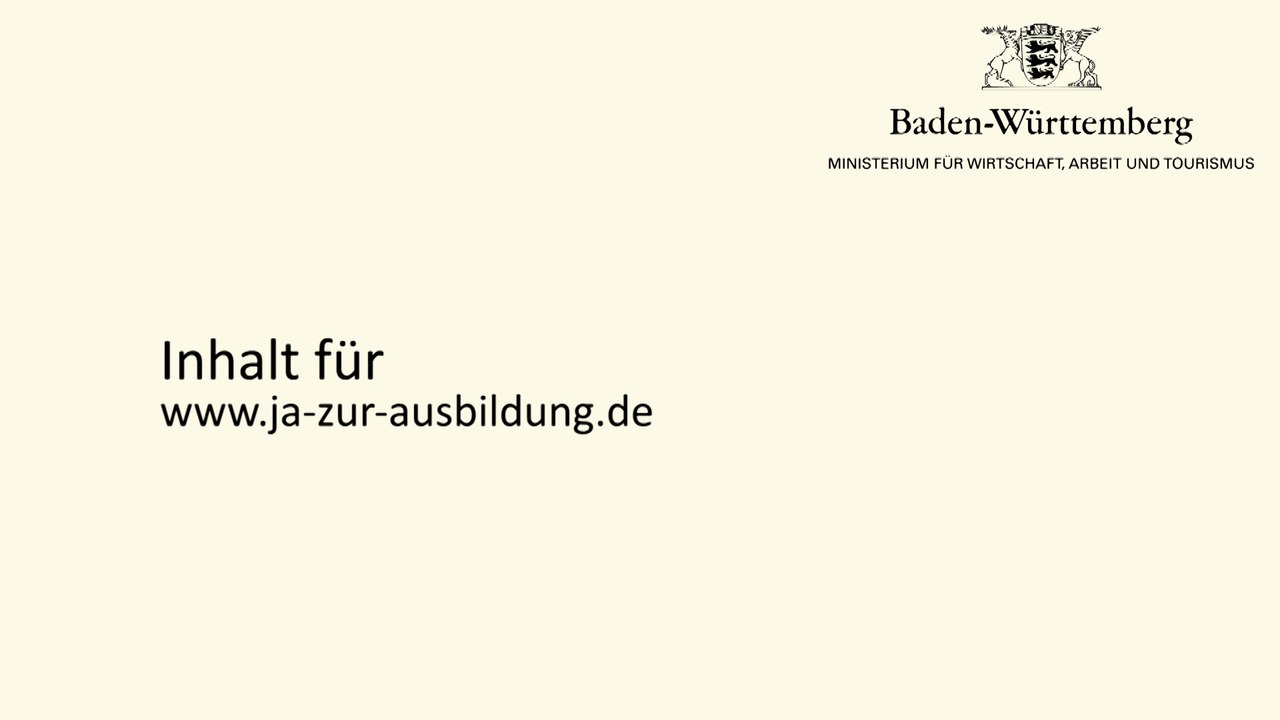 Informationen zum Inhalt auf der Webseite "Ja zur Ausbildung!"
