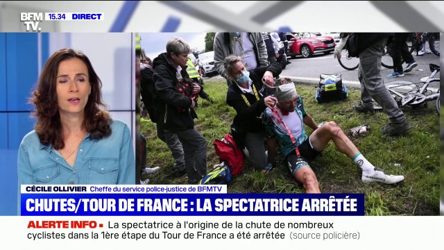 Tour de France: la spectatrice qui a causé la chute de dizaines de cyclistes a été placée en garde à vue