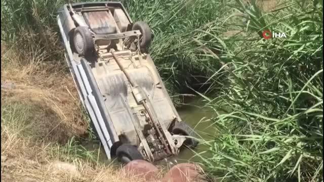 Kanala düşen otomobilden burnu bile kanamadan kurtuldu