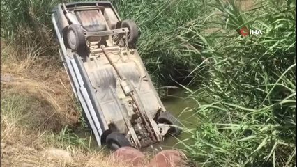 Kanala düşen otomobilden burnu bile kanamadan kurtuldu