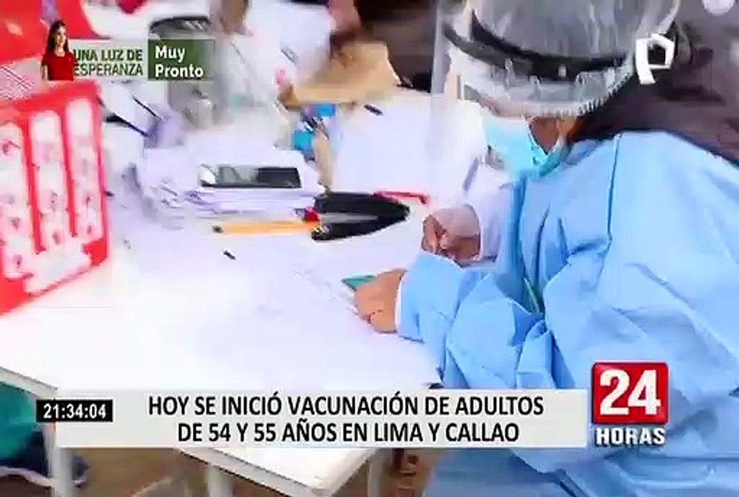 Covid-19: este miércoles inició vacunación de adultos de 54 y 55 años en Lima y Callao.