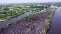 EDİRNE - Meriç Nehri'ndeki adacıkta çıkan yangın kendiliğinden söndü