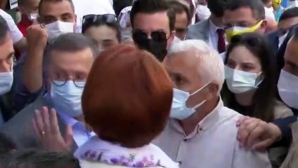 Akşener'in ziyaret ettiği esnaf derdini anlatırken gözyaşlarını tutamadı