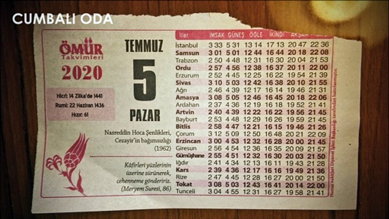 TAKVİM ARKASI 9: 5 TEMMUZ 2020 PAZAR "İNSAN İÇİN EN BÜYÜK ENGEL KENDİSİDİR"