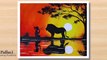 How to draw sunset painting with Loin and girl _ Poster color painting _Pallavi Drawing Academy