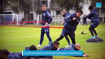 La primera práctica del Pulga Rodríguez en Gimnasia