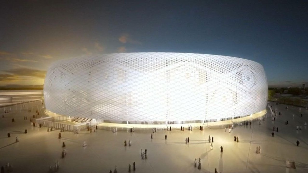 Vollklimatisiertes WM-Stadion in der Wüste