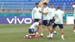 Buen ambiente en el entrenamiento de la selección la víspera de los cuartos ante Suiza