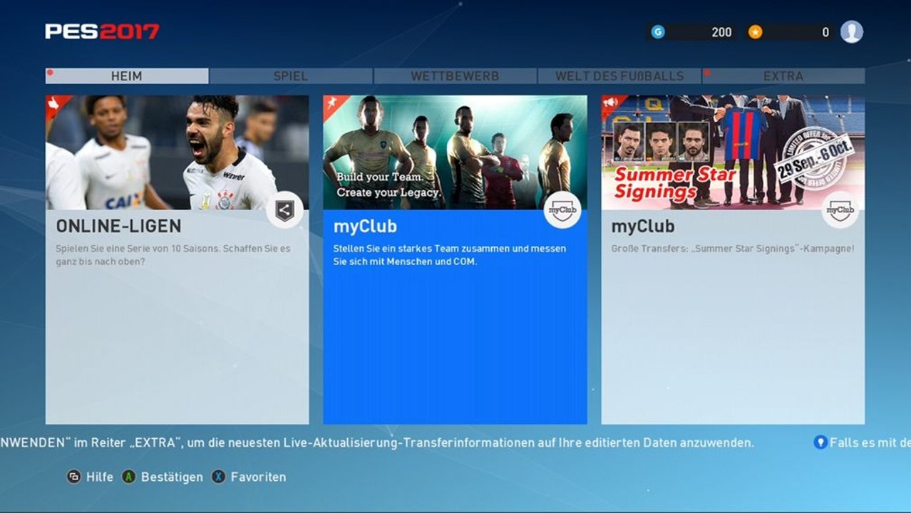 PES 2017: Das ist das Menü!