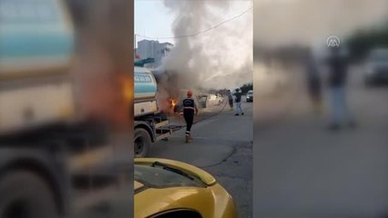 Kaynak yapılırken alev alan otomobil kullanılamaz hale geldi