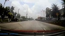 Motorcycle Runs Out of Room as Traffic Stops