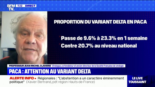 Jean-Michel Claverie (virologue): Le variant Delta prend le pas mais l'épidémie n'est pas alarmante à l'heure actuelle
