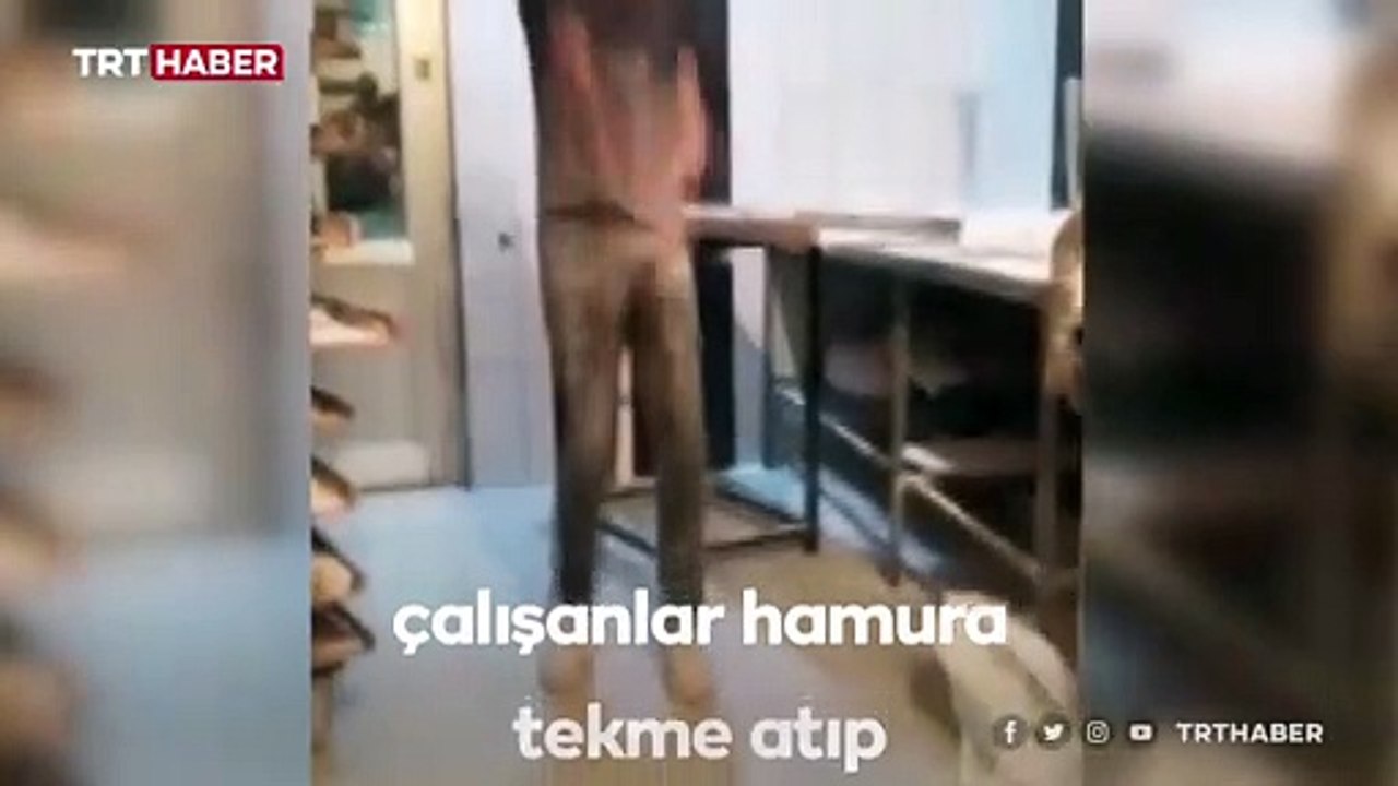 Fırında skandal görüntü: Ekmek hamuruyla oynadılar