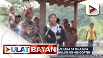 Mensahe ng kapayapaan para sa mga NPA sa liblib na lugar, inihuhulog ng helicopter; Mga benepisyong matatanggap ng mga nagbabalik-loob sa pamahalaan, nakapaloob sa mensahe ; Mga dating rebelde, labis ang pasasalamat sa pamahalaan