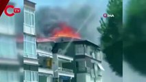 Kumburgaz'da beş katlı binanın çatısında yangın