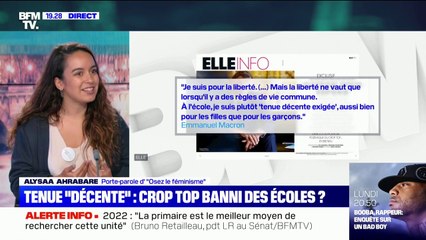 Pour Alysaa Ahrabare, porte-parole d'"Osez le féminisme", la polémique autour du croc top "illustre une obsession autour du corps des femmes"