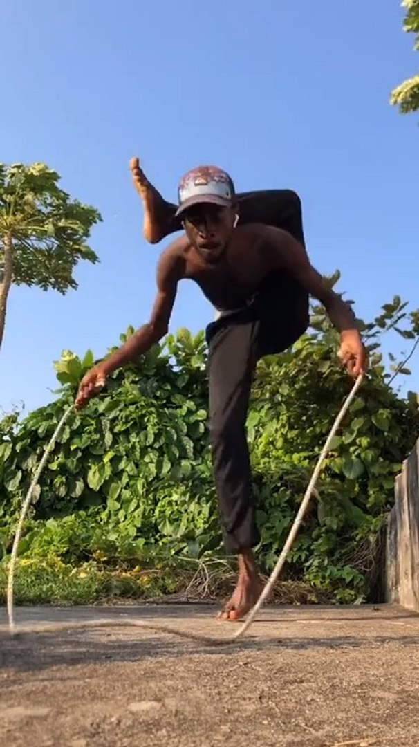 Man Displays Contortion Skills by Skipping Uniquely - video