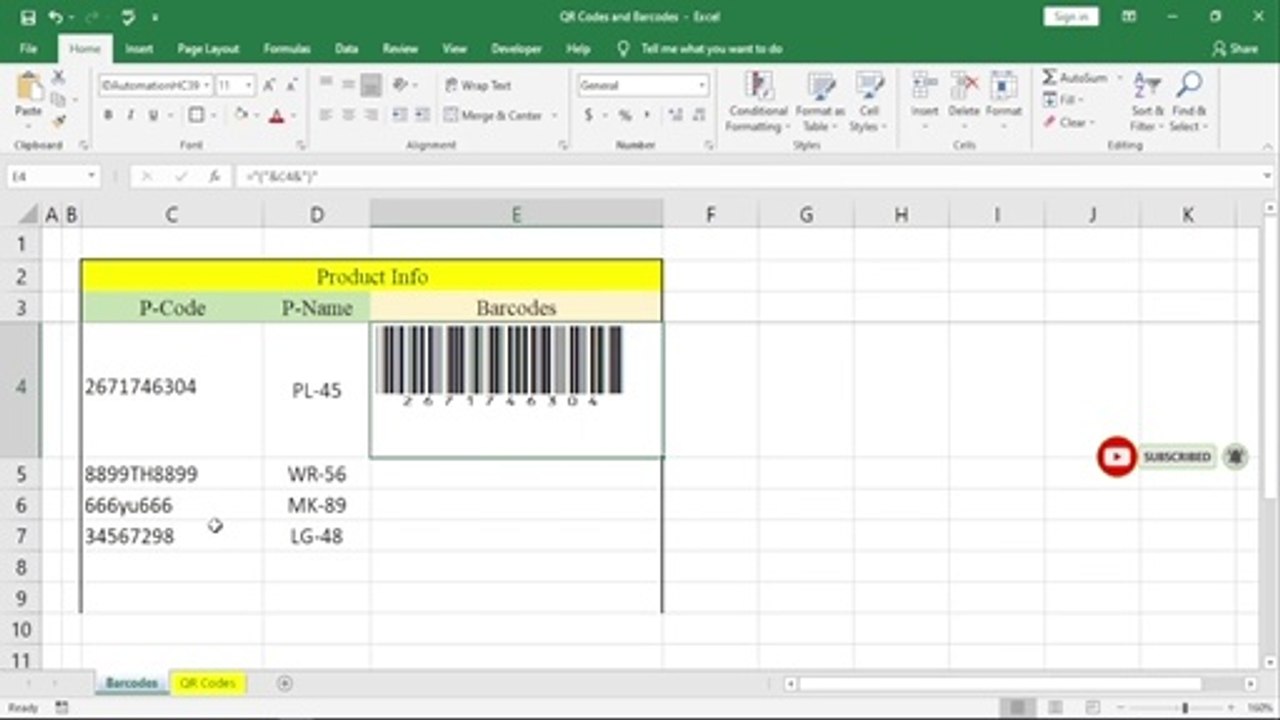 Adding Barcodes in Excel, Word, and PowerPoint