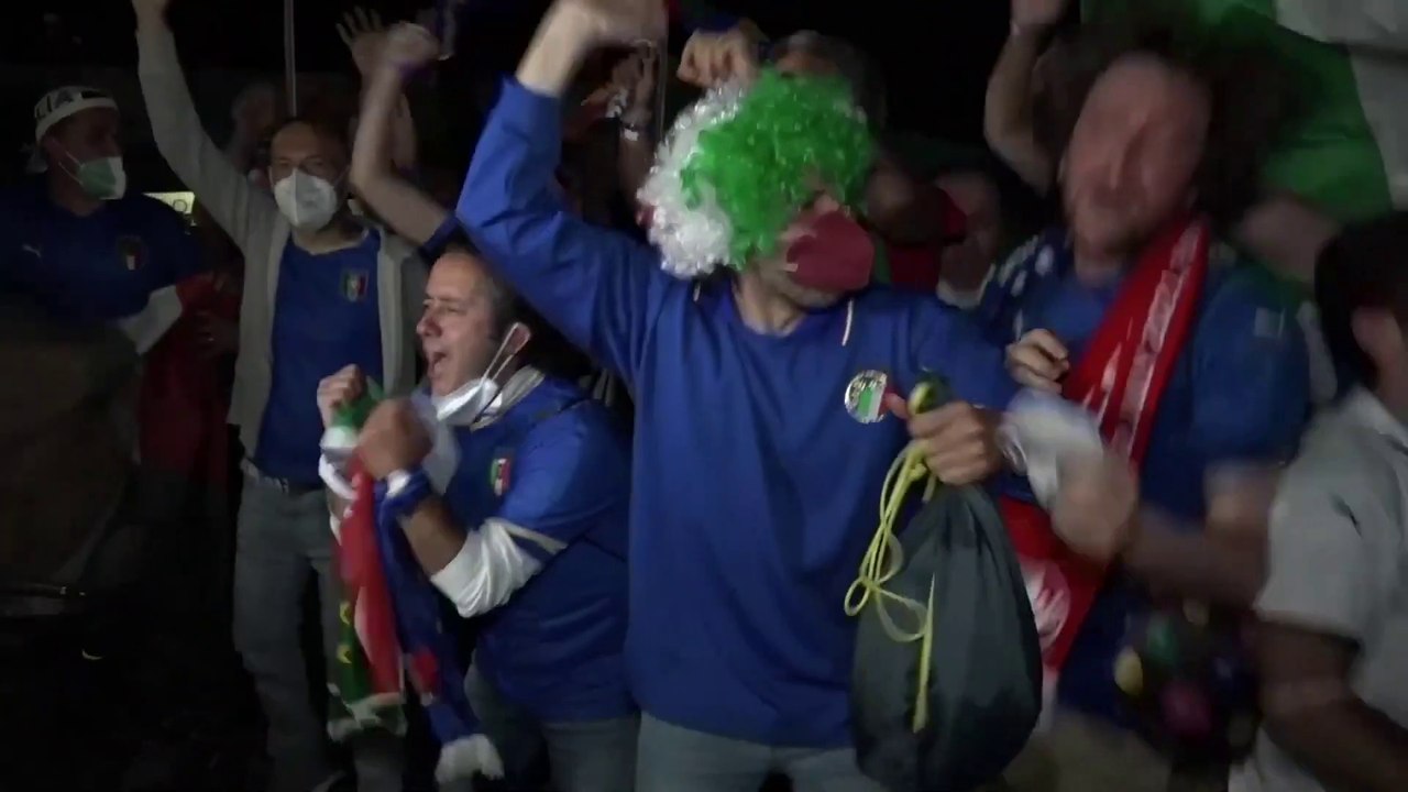 Fans reaction after Italy beats Belgium in Euro 2020 at Allianz Arena