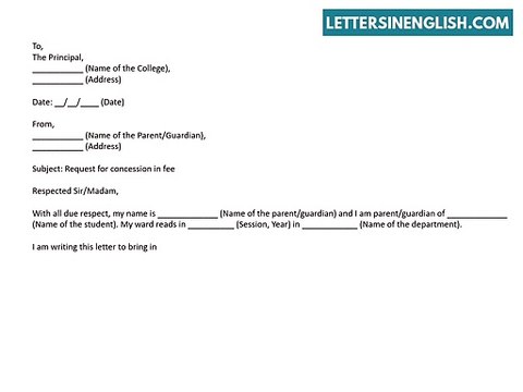 Request Letter for Fee Concession - Sample Letter Requesting Fees Concession