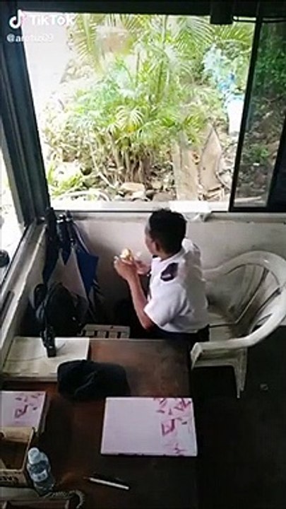 Regardez qui vient lui voler son repas...