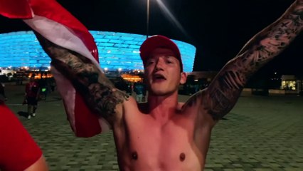 Denmark fans celebrate in Baku after quarterfinal win over Czech Republic