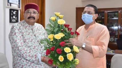 Pushkar Singh meets senior leaders ahead of swearing-in