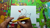Cara Menggambar Bebek dari Lingkaran dengan Mudah full warna