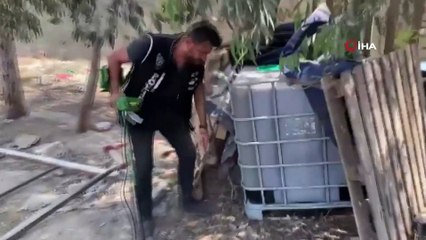 Köpek kulübesinin altındaki kaçak akaryakıt detektörle bulundu