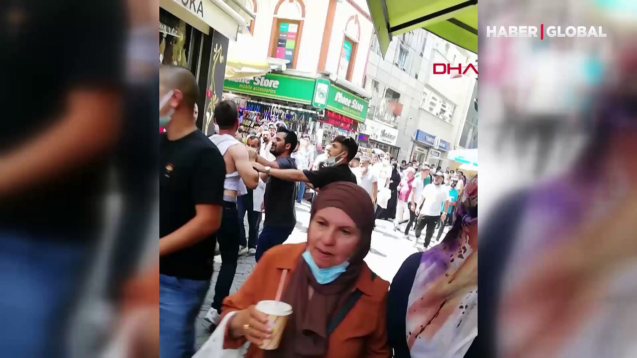 Eminönü'nde handa başlayan kavga sokağa taştı! Ortalık savaş alanına döndü!