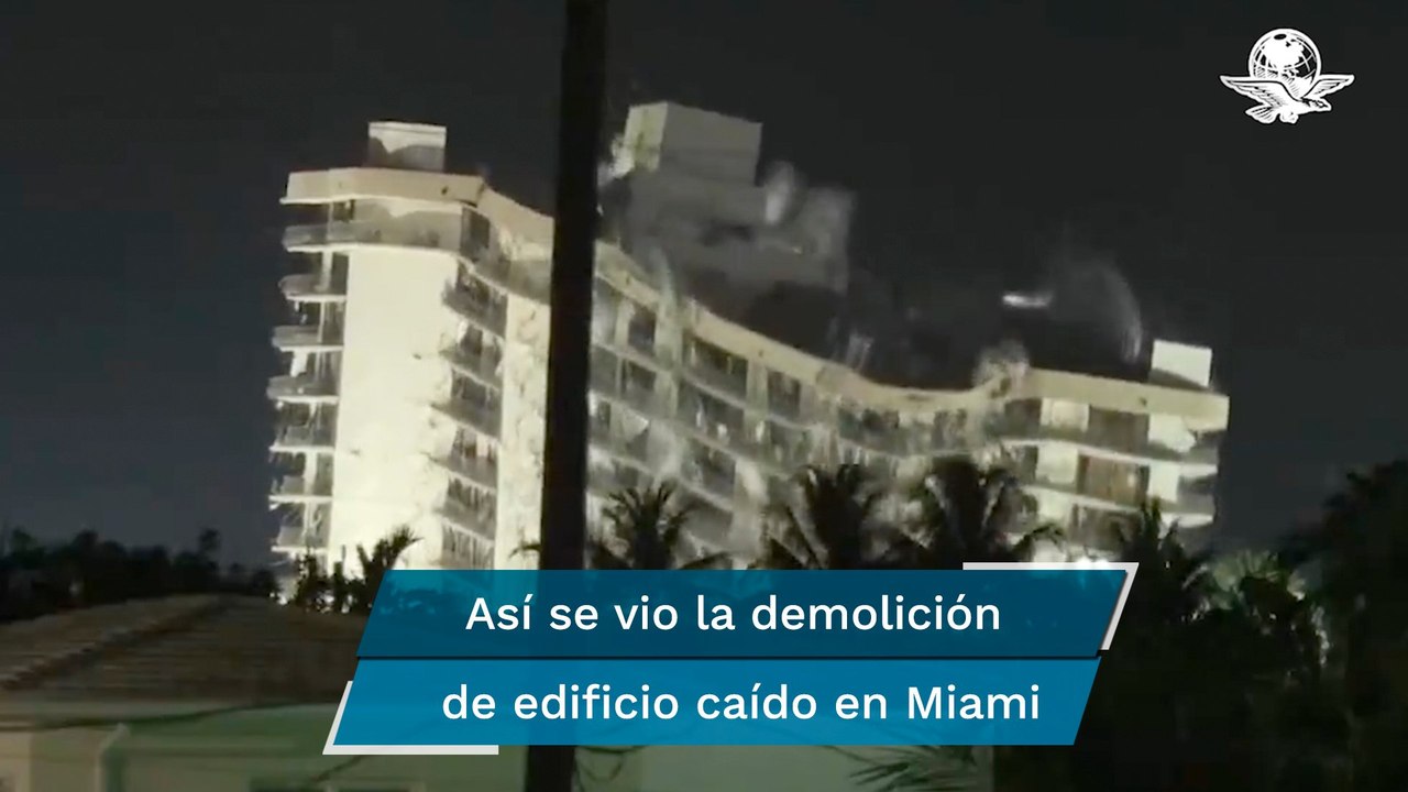 Demuelen lo que quedaba en pie de edificio caído en Miami