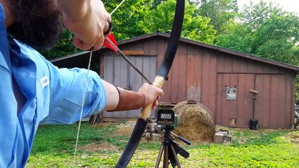 Traditional Archery: Primitive Bamboo Bow Speed Test - 234 Fps