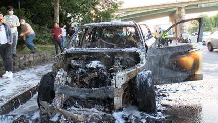 ESENLER'DE OTOMOBİL ALEV ALEV YANDI