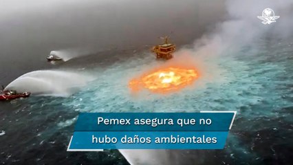 Tormenta eléctrica y fuga de gas, causas de aparatoso incendio en el mar: Pemex