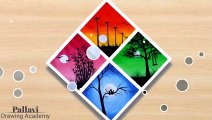 How to draw easy and beautiful scenery in four parts with Poster color_Pallavi Drawing Academy