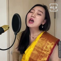 Korean Girl Sings Kannada Movie Yuvaratna's Song