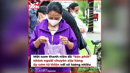 Bức xúc nhóm người lấy cơm từ thiện đem bán