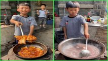 Amazing Little chef cooking food 조리 クックfor brother & puppy