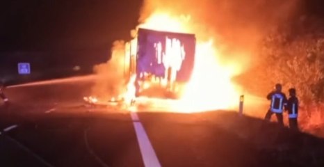 Rovigo - In fiamme autoarticolato su A13 (06.07.21)