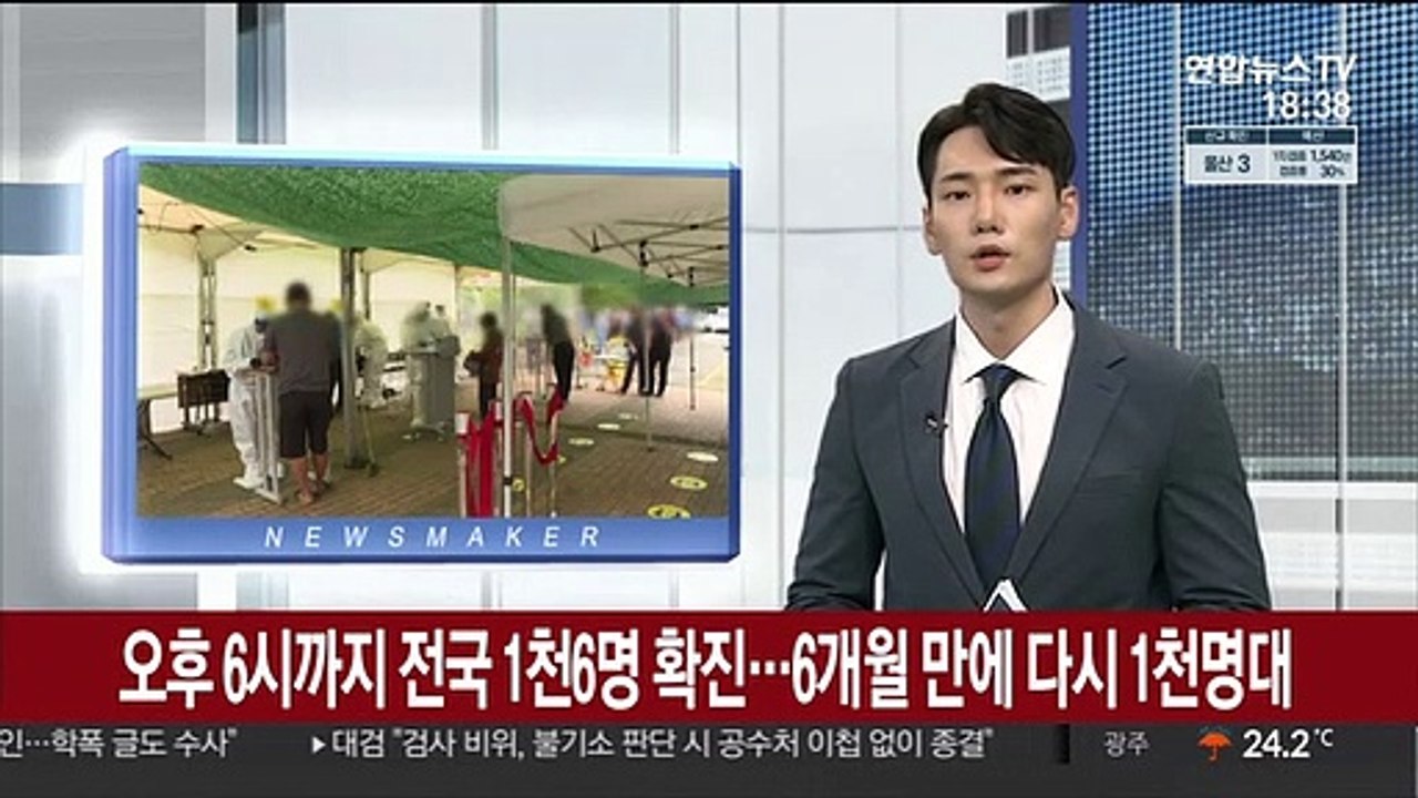 오후 6시까지 전국서 1천6명 확진…6개월만에 다시 하루 1천명대