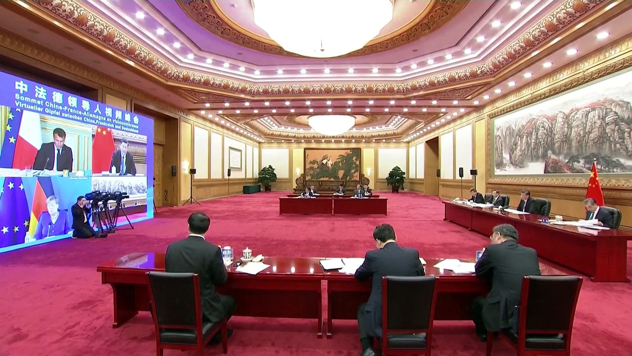 Xi, Merkel und Macron im Gespräch