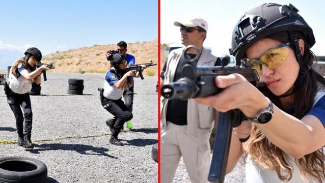 Halkın refahı için her daim görev başında olan kadın polisler attığını vuruyor