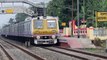 4018B Aerodynamic Faced EMU crossing with 13128 Yellow painted EMU at Balagarh station __ IR