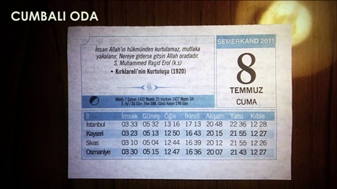 TAKVİM ARKASI 12: 8 TEMMUZ 2011 CUMA "PEYGAMBERİMİZ HUKUKTA KİMSEYE AYRICALIK TANIMAZDI"