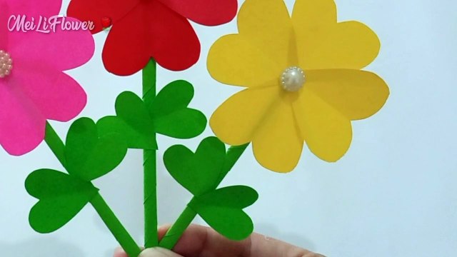 Super easy making paper flower for kids | cara mudah bunga dari kertas origami