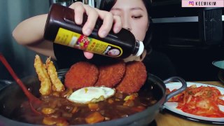 (Recipe Mukbang) Japanese Hayashi Rice W. Fried Shrimp Patties Mukbang!